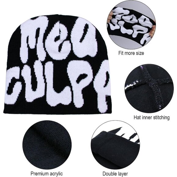 HYOUT Crochet Beanie Hats Winter‎ Skull Caps, Mea Beanies Culpa - Size OS - Picture 5 of 7